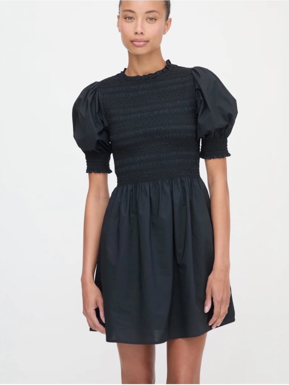 Hill House Black Smocked Mini Nap Dress